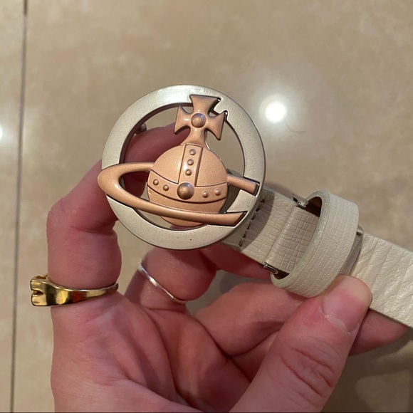 Vivienne Westwood creme and copper belt with famous planet orb